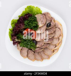 Kasachische Vorspeise in Scheiben geschnittener Kazy mit Pferdefleisch Stockfoto
