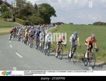 RADFAHREN - TOUR DE ROMANDIE 2007 - LUCENS (SUI) - 01 BIS 06/05/2007 - ETAPPE 2 - LA CHAUX-DE-FONDS > LUCENS FOTO: GERARD BERTHOUD / DPPI ILLUSTRATION Stockfoto