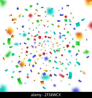 Bunte Konfetti auf weißem Hintergrund. Stock Vektor