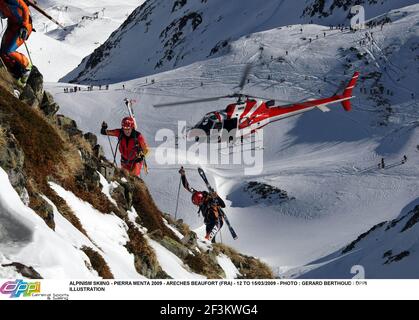 ALPINISMUS SKIFAHREN - PIERRA MENTA 2009 - ARECHES BEAUFORT (FRA) - 12 BIS 15/03/2009 - FOTO : GERARD BERTHOUD / DPPI ILLUSTRATION Stockfoto