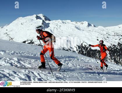 ALPINISMUS SKIFAHREN - PIERRA MENTA 2009 - ARECHES BEAUFORT (FRA) - 12 BIS 15/03/2009 - FOTO : GERARD BERTHOUD / DPPI ILLUSTRATION Stockfoto