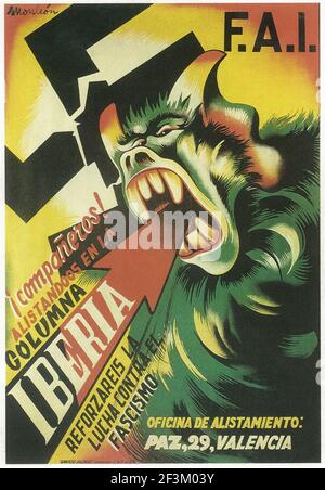 Spanisches Bürgerkriegs-Propaganda-Plakat. 1936-1939 Stockfoto