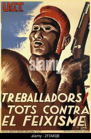 Spanisches Bürgerkriegs-Propaganda-Plakat. 1936-1939 Stockfoto