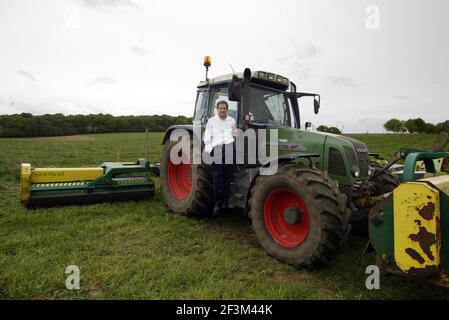 Jody Scheckter auf seiner Farm Laverstoke Park Farm in Hampshire PIC David Sandison Stockfoto