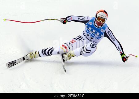 ALPINSKI - WM 2011/2012 - CHAMONIX (FRA) - 03/02/2012 - FOTO : GERARD BERTHOUD / DPPI - HERREN ABFAHRT 1 - TOBIAS STECHERT (ALLE) Stockfoto