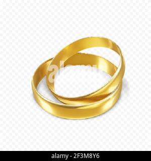 Paar glänzende goldene Ringe. Ring Symbol der Liebe und Hochzeit. Vektorgrafik Stock Vektor