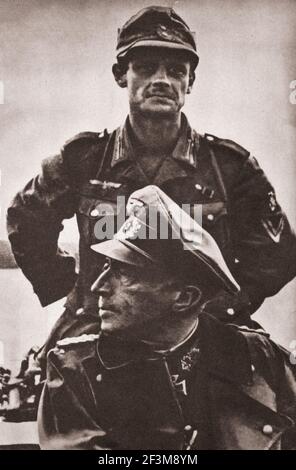 Weltkrieg II Periode aus deutschen Propaganda Nachrichten. General von Briesen an der Ostfront (UdSSR, Ukraine, Dnjepr). 1941 Kurt von Briesen (1886 – 20 Stockfoto