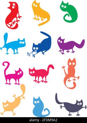 Set aus Katzenschhouetten Stock Vektor