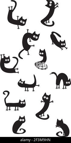 Satz von schwarze Katze Silhouetten Stock Vektor