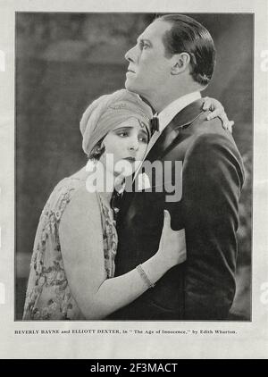 Beverly Bayne und Elliott Dexter, in 'The Age of Innocence' von Edith Wharton. Beverly Bayne (geb. Pearl Beverly Bain) (1894 – 1982) war ein Amerikaner Stockfoto