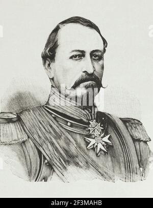 Der Stich von Ernst II., Herzog von Sachsen-Coburg und Gotha Ernest II. (Deutsch: Ernst August Karl Johann Leopold Alexander Eduard; 1818 – 1893) war der Sover Stockfoto