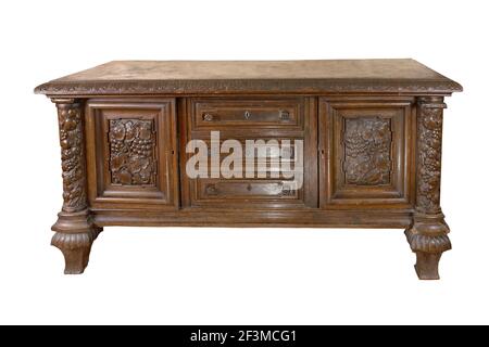 Vintage Kommode mit Carving Farbe weiß Mit verblassen und Metallgriff