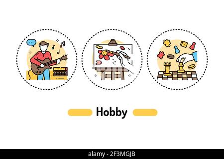 Hobby Farbliniensymbol. Tägliche Routine. Piktogramm für Webseite, mobile App, Promo. Bearbeitbare Kontur. Stock Vektor