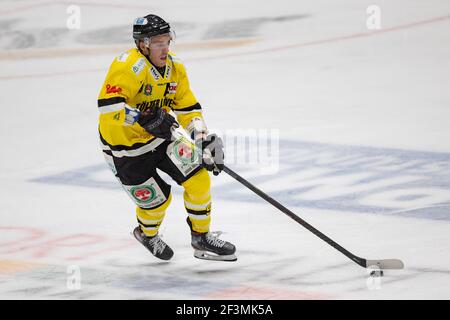 08. März 2021, Hessen, Frankfurt/Main: Tyler McNeely (Tölzer Loewen, 94). DEL 2 Eishockey-Spiel zwischen dem Loewen Frankfurt und dem Tölzer Loewen am 8. März 2021 in der Eissporthalle Frankfurt am Main. Foto: Jürgen Kessler/Kessler-Sportfotografie/dpa Stockfoto