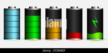 Entladen und vollgeladenen Akku Smartphone - Vektor-Infografik. Isoliert auf weißem Hintergrund Stock Vektor