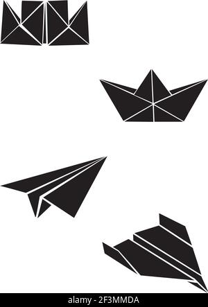 Origami-Papier-Boote und Flugzeuge Stock Vektor