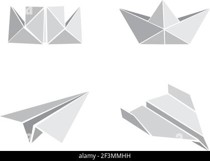 Origami-Papier-Boote und Flugzeuge Stock Vektor