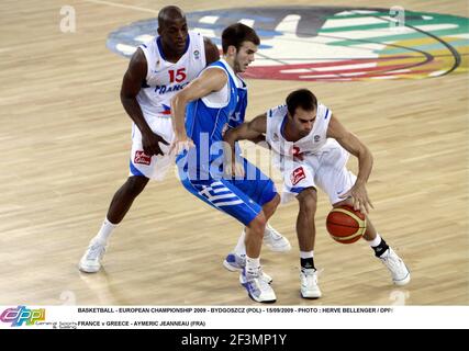 BASKETBALL - EUROPAMEISTERSCHAFT 2009 - BYDGOSZCZ (POL) - 15/09/2009 - FOTO : HERVE BELLENGER / DPPI FRANCE / GREECE - AYMERIC JEANNEAU (FRA) Stockfoto