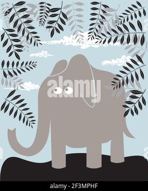 Vektor-Illustration von Elefant und Laub Stock Vektor