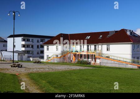 Generischer Kindergarten (Barnehage) in norwegischer Stadt. Durchschnittliche Kindergarten in Stavanger, Norwegen. Stockfoto