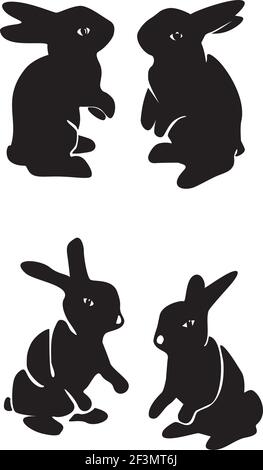 Set mit Hasen-Silhouetten Stock Vektor