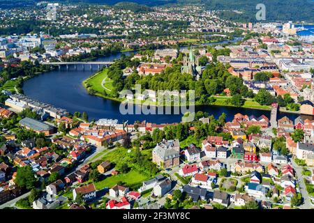 Trondheim Stadt Antenne Panoramablick. Trondheim ist der Dritte die bevölkerungsreichste Gemeinde in Norwegen. Stockfoto