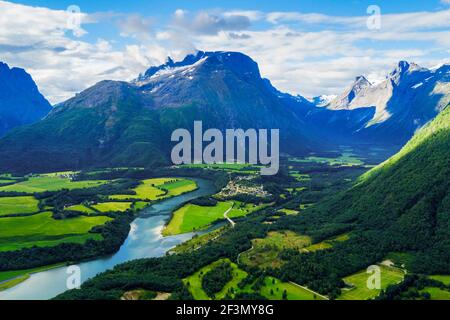 Stord Antenne Panoramaaussicht, Molde ist eine Stadt in Rauma Gemeinde in Norwegen. Stockfoto