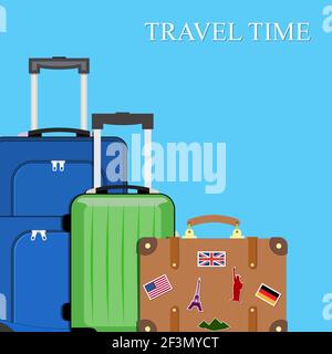 Gepäck, Gepäck, Koffer im Hintergrund. Stock Vektor