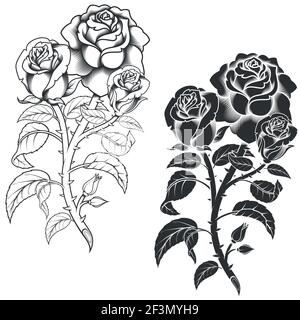 Vektor-Design von einem Blumenstrauß, in schwarz und weiß, alle auf weißem Hintergrund Stock Vektor