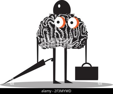 Hirnmensch. Lustige Cartoon-Vektor-Charakter. Stock Vektor