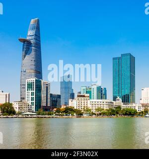 Ho Chi Minh City Skyline Antenne Panoramablick. Ho Chi Minh City ist die grösste Stadt in Vietnam. Stockfoto