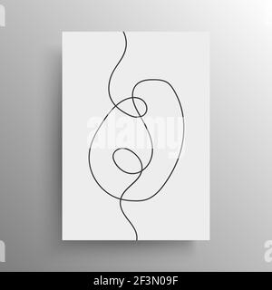 Minimalistisches schwarzes durchgehende Linie künstlerisches Design für Abdeckung und Plakat oder Wanddekoration, Vektor. Eine Linie abstrakte Kunst. Stock Vektor