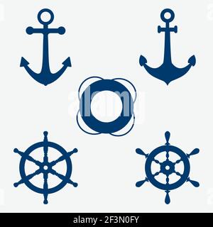 Anker und Lenkrad Stock Vektor