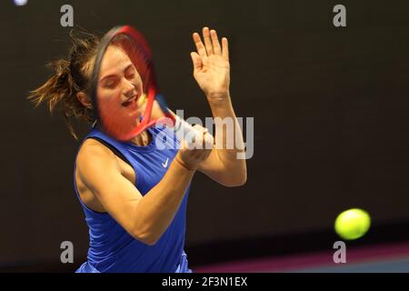 St. Petersburg, Russland. März 2021, 17th. Anastasia Gasanova aus Russland im Einsatz gegen Katarina Zavatska aus der Ukraine während der St.Petersburg Ladies Trophy 2021 Tennisturnier in Sibur Arena.Endstand: (Anastasia Gasanova 2-1 Katarina Zavatska) (Foto von Maksim Konstantinov/SOPA Images/Sipa USA) Kredit: SIPA USA/Alamy Live News Stockfoto