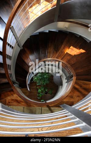 Oben Ansicht der Stahltreppe in den USA zu Hause Stockfoto