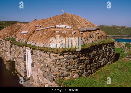 Das Garenin Blackhouse Village auf der Isle of Lewis Schottland Stockfoto