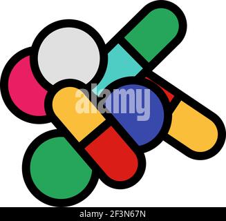 Symbol „Pille Und Tabs“. Editierbare Dicke Kontur Mit Farbfülldesign. Vektorgrafik. Stock Vektor