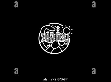 Weiße und schwarze Illustration des Menschen trinken eine Tasse Kaffeedesign Stock Vektor