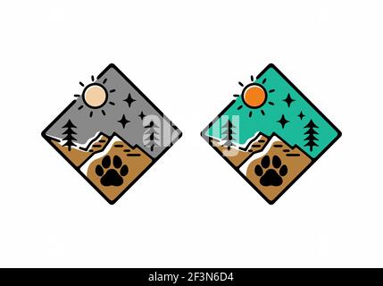 Bunte Tier Pfote in Natur Linie Kunst Illustration Design Stock Vektor