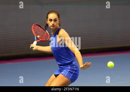 St. Petersburg, Russland. März 2021, 17th. Anastasia Gasanova aus Russland im Einsatz gegen Katarina Zavatska aus der Ukraine während der St.Petersburg Ladies Trophy 2021 Tennisturnier in Sibur Arena.Endstand: (Anastasia Gasanova 2-1 Katarina Zavatska) Credit: SOPA Images Limited/Alamy Live News Stockfoto