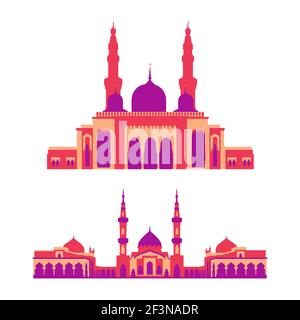 Einfache flache Stil Illustration. vektor einer Moschee Sammlung Set Illustration. Illustration von Ramadan Kareem Stock Vektor