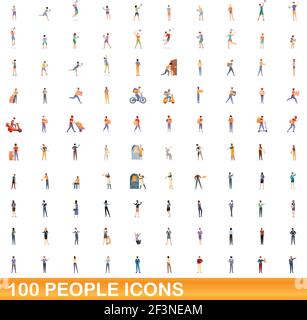 100 Personen Symbole gesetzt. Cartoon Illustration von 100 Personen Symbole Vektor auf weißem Hintergrund einstellen Stock Vektor