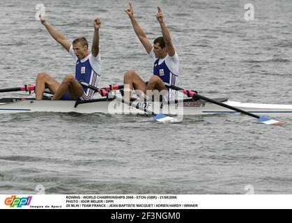 RUDERWELTMEISTERSCHAFTEN ETON GROSSBRITANNIEN 26 AUG 2006 FINALE TAG ADRIEN HARDY, JEAN BAPTISTE MACQUET, WELTMEISTER IM MEN'S S DOPPELSCHÄDEL FOTO IGOR MEIJER Stockfoto