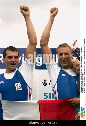 RUDERWELTMEISTERSCHAFTEN ETON GROSSBRITANNIEN 26 AUG 2006 FINALE TAG ADRIEN HARDY, JEAN BAPTISTE MACQUET, WELTMEISTER IM MEN'S S DOPPELSCHÄDEL FOTO IGOR MEIJER Stockfoto