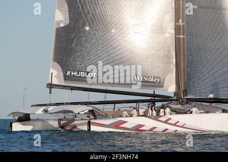 SEGELN - 33 AMERICA'S CUP 2010 - VALENCIA (SPA) - 15/01/2010PHOTO: IGNACIO BAIXAULI / DPPI PRE-RACE - ALINGHI 5 ERSTE SEGEL IN VALENCIA Stockfoto