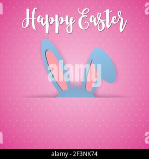 Fröhliche Osterkarte mit Kaninchenohren Stock Vektor