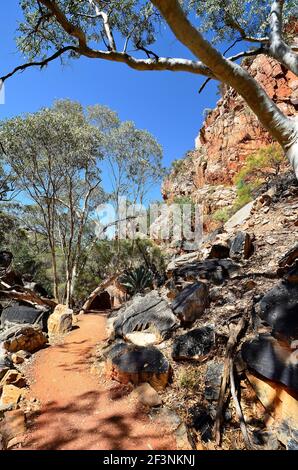 Australien, NT, Fußweg in Standley Chasm, MacDonnell Nationalpark Stockfoto