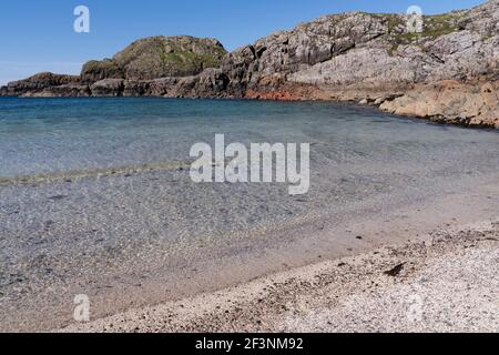 Port Ban, die weiße Sandbucht, auf Iona, Schottland. Stockfoto