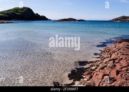 Port Ban, die weiße Sandbucht, auf Iona, Schottland. Stockfoto