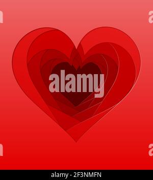 Herz geschnitten Papierlagen mit Schatten für Design-Vektor-Illustration Stock Vektor